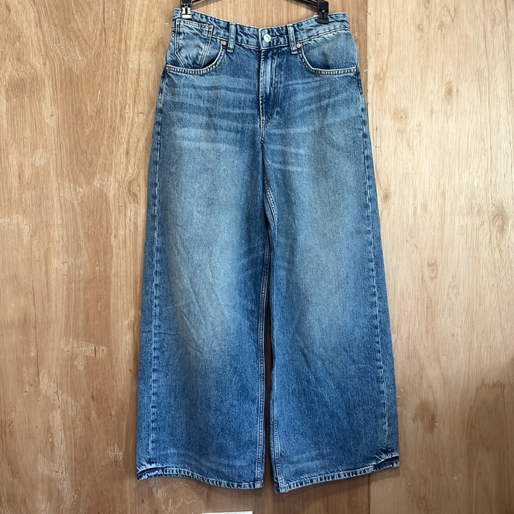 FREE PEOPLE WE THE FREE Waterfalls Baggy Wide Leg Jeans, 25 S - Picture 2 of 15